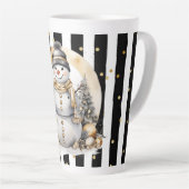 Tasse Latte Groß Snowman and Stripes Var06 カフェラテマグ (右アングル)