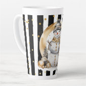 Tasse Latte Groß Snowman and Stripes Var06 カフェラテマグ (左アングル)