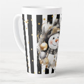Tasse Latte Groß Snowman and Stripes Var08 カフェラテマグ (左アングル)