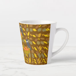 Tasse Latte Hibou et Citrouilles d'Automne カフェラテマグ