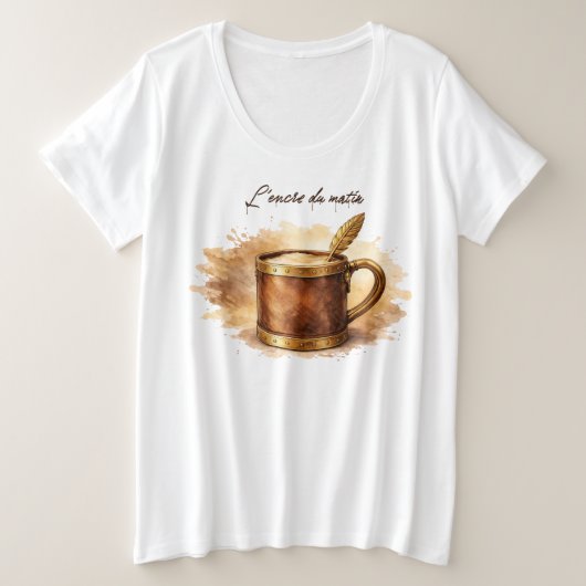 Tasse l'encre du matin プラスサイズTシャツ (デザイン正面)