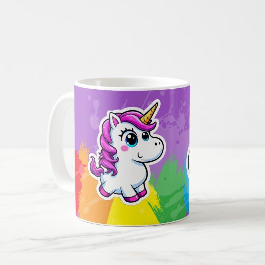 Tasse Licorne cartoon arc en ciel  コーヒーマグカップ (正面左)