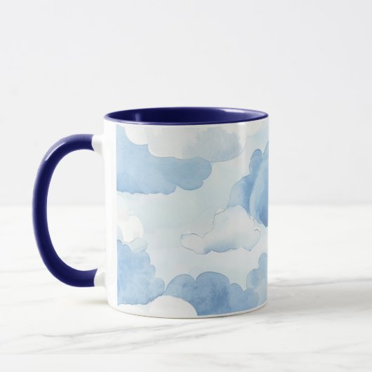 Tasse mit hellblauen Wolkendesign 350ml マグカップ (左)