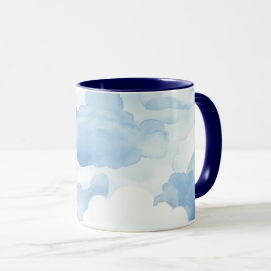 Tasse mit hellblauen Wolkendesign 350ml マグカップ (正面右)