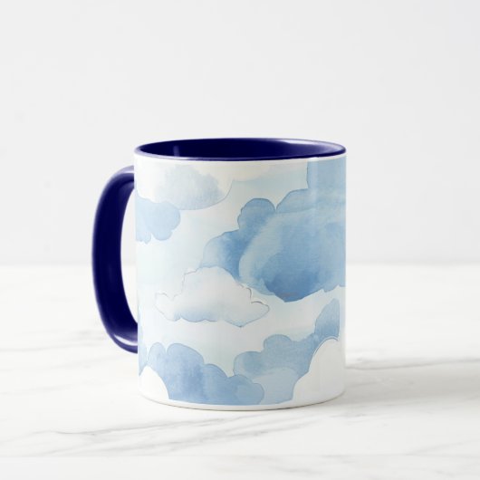 Tasse mit hellblauen Wolkendesign 350ml マグカップ (正面左)