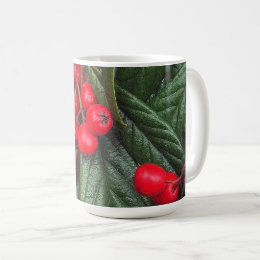 Tasse mit herbstlichen, roten Vogelbeeren コーヒーマグカップ (正面右)