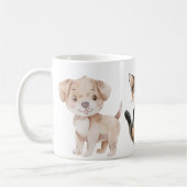 Tasse mit Hund, Katze und Huhn コーヒーマグカップ (左)