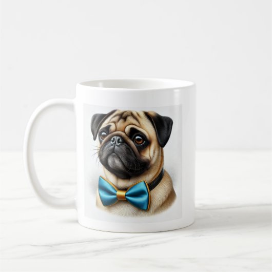 Tasse mit Mops コーヒーマグカップ (左)