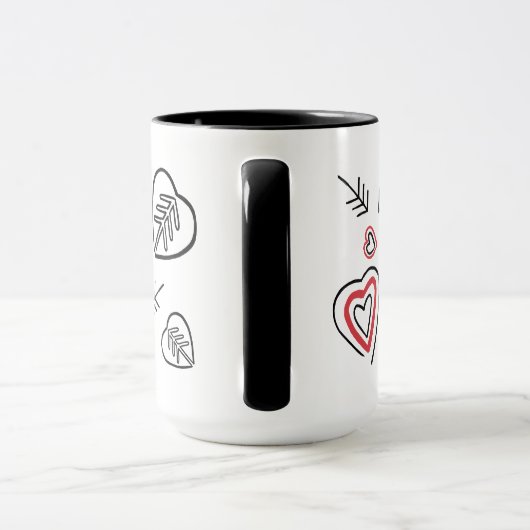 Tasse motifs graffitis cœurs love マグカップ (ハンドル)