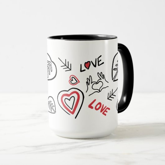 Tasse motifs graffitis cœurs love マグカップ (正面右)