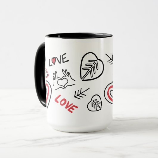 Tasse motifs graffitis cœurs love マグカップ (正面左)