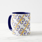 Tasse MUG 11 oz avec superbe design bleu et jaune マグカップ (正面左)