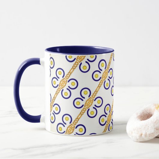 Tasse MUG 11 oz avec superbe design bleu et jaune マグカップ (ドーナツ)