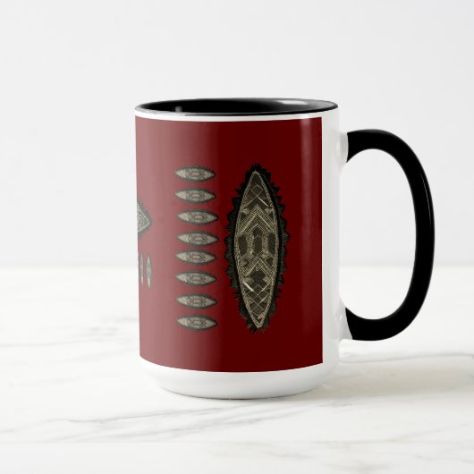 Tasse, mug African style, motifs sur fond rouge マグカップ (右)