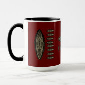 Tasse, mug African style, motifs sur fond rouge マグカップ (左)