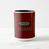 Tasse, mug African style, motifs sur fond rouge マグカップ (中央)