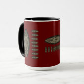 Tasse, mug African style, motifs sur fond rouge マグカップ (正面左)