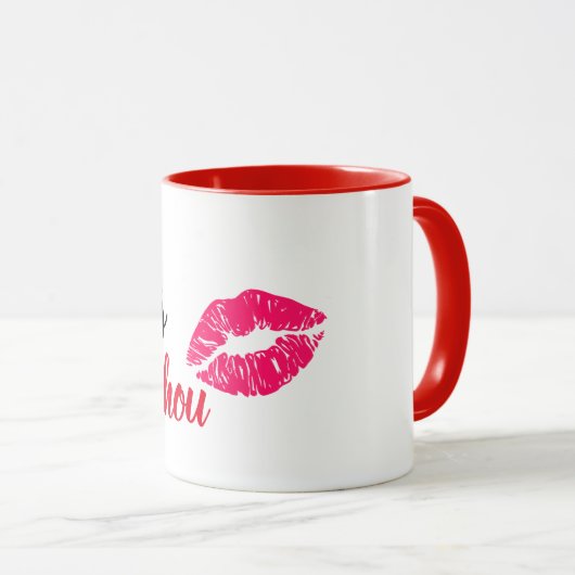 Tasse mug bisous chouchou intérieur rouge マグカップ (正面右)