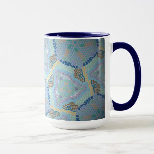 Tasse MUG Jimette Design bleu jaune gris マグカップ (右)