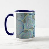 Tasse MUG Jimette Design bleu jaune gris マグカップ (左)