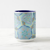 Tasse MUG Jimette Design bleu jaune gris マグカップ (中央)