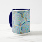 Tasse MUG Jimette Design bleu jaune gris マグカップ (正面左)