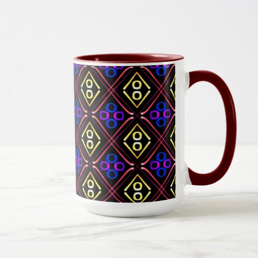 Tasse MUG Jimette Design bleu jaune rouge マグカップ (右)