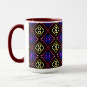 Tasse MUG Jimette Design bleu jaune rouge マグカップ (左)