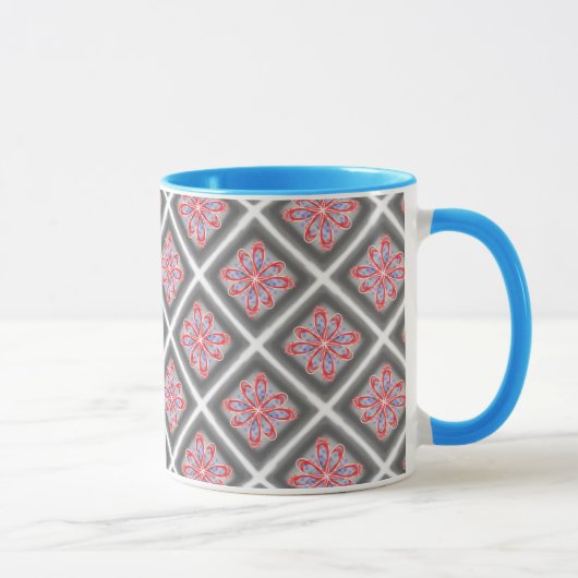 Tasse MUG Jimette Design Gris rouge bleu マグカップ (右)