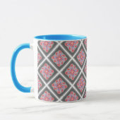 Tasse MUG Jimette Design Gris rouge bleu マグカップ (左)