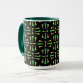 Tasse MUG Jimette Design vert orange et noir マグカップ (正面左)