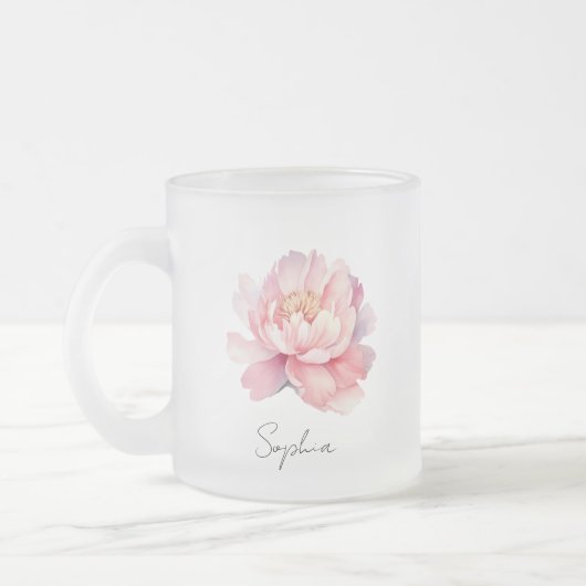 Tasse / Mug transparent Pivoine Rose Personnalisé フロストグラスマグカップ (左)