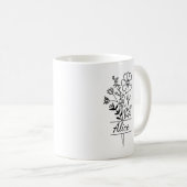 Tasse personnalisée Prénom et fleurs コーヒーマグカップ (正面右)