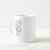 Tasse personnalisée Prénom et fleurs コーヒーマグカップ (正面左)