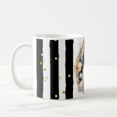 Tasse Snowman Watercolor Stripes Black Gold Var03 コーヒーマグカップ (左)