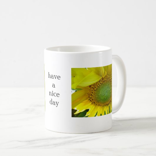 Tasse Sonenblue, Aufschrift:良い一日を過ごす コーヒーマグカップ (正面右)