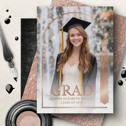 Tassel Arch Foil Graduation Announcement 箔招待状