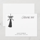 Tassel Black Bow Graduation Party Thank You Note (正面/裏面)
