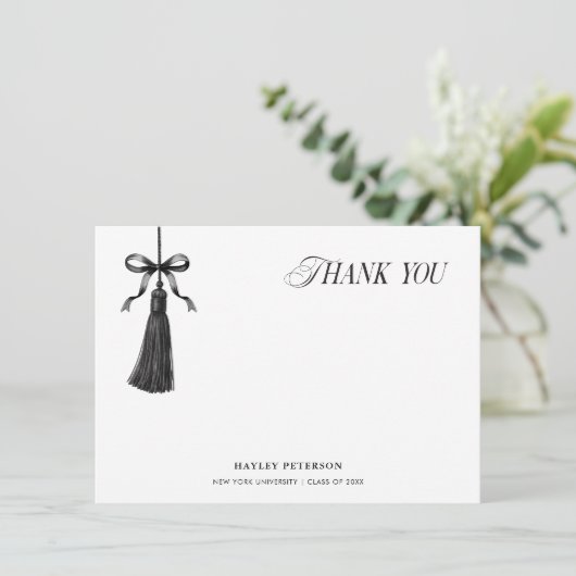 Tassel Black Bow Graduation Party Thank You Note (スタンド正面)