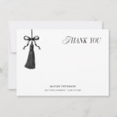 Tassel Black Bow Graduation Party Thank You Note (正面)