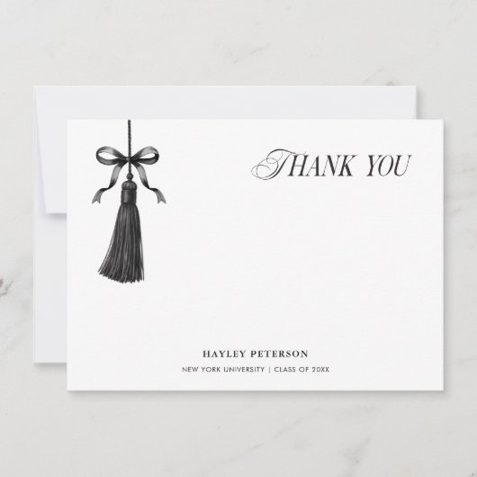 Tassel Black Bow Graduation Party Thank You Note (正面)