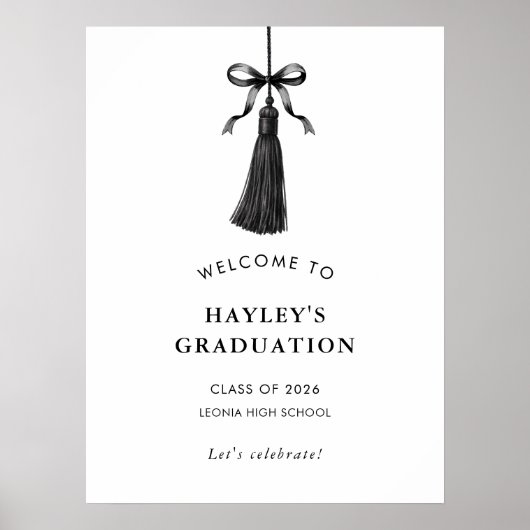 Tassel Black Bow Graduation Party Welcome ポスター (正面)