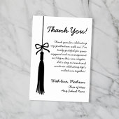Tassel Bow Black & White Class Of 2026 Graduation サンキューカード