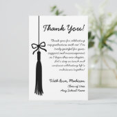 Tassel Bow Black & White Class Of 2026 Graduation サンキューカード (スタンド正面)
