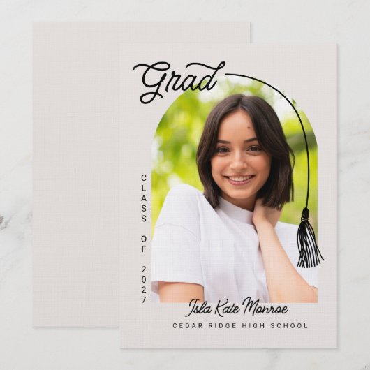 Tassel Grad Announcement with Photo 招待状 (正面/裏面)