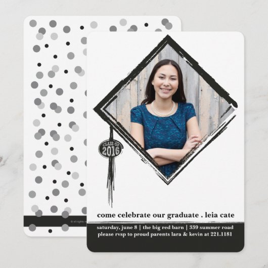 Tassleの卒業の招待状 招待状 (正面/裏面)