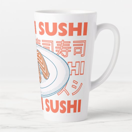 Taste of Japan Text & Sushi カフェラテマグ (右)