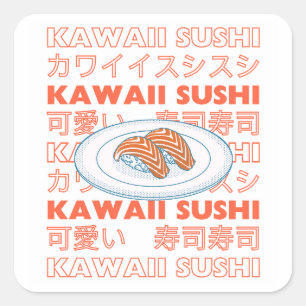 Taste of Japan Text & Sushi スクエアシール