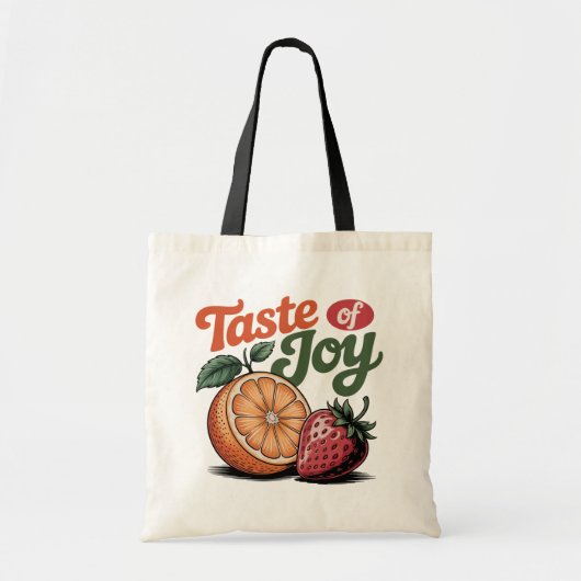 Taste of Joy レトロ オレンジ ストロベリー Tシャツ トートバッグ (正面)
