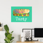 Tasty sub sandwich cute food art ポスター (ホームオフィス)